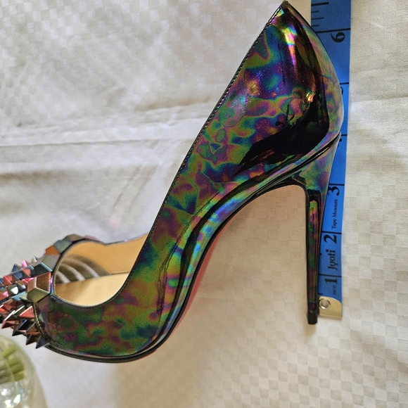 New Christian Louboutin Multicolor Metallic Patent Leather Pumps Heels Size 7.5 - Picture 14 of 15